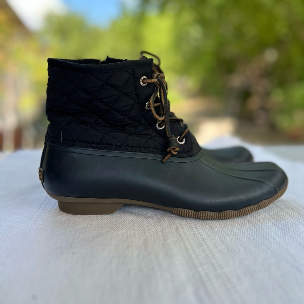 Sperry Black and Brown Winter Rain Boots
